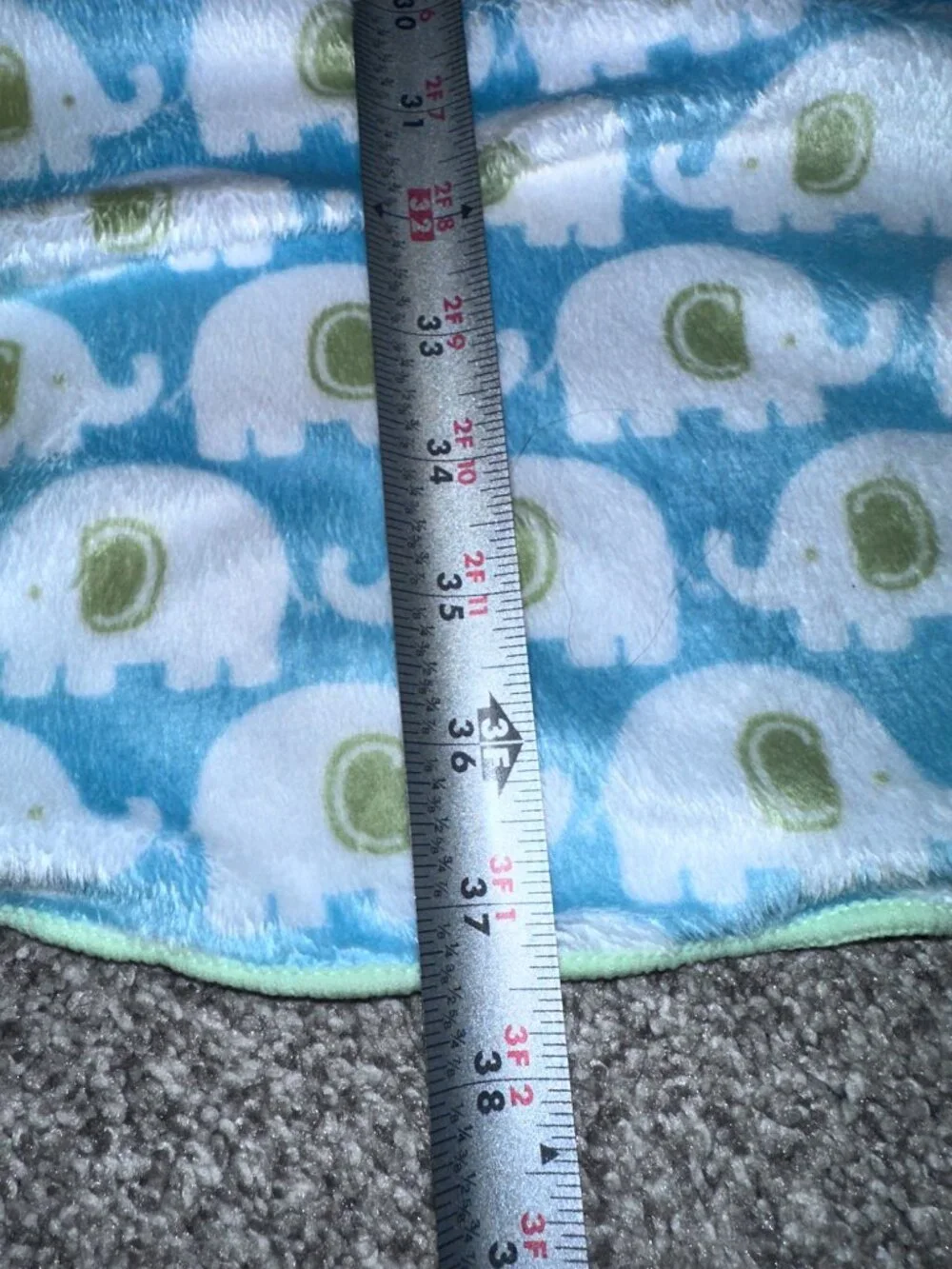 Carters Elephants Baby Blanket Blue And Green Plush Green Sherpa Backing